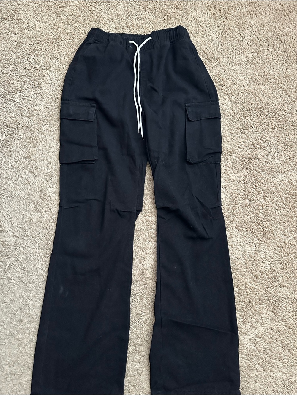 Black Cargo Drawstring Kids Pants